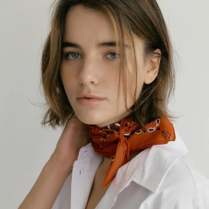 Cotton Paisley Bandana Scarf - Red Sunset