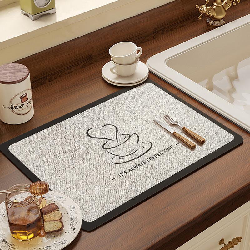 Macchina del Caffè in Fango Diatomaceo, Tappetino Aspirante, Tappetino da Tavolo, Piatti da Cucina, Bar, Tappetino Drenante, Tappetino per Tazza d'Acqua, Tappetino per Piano di Lavaggio Mani
