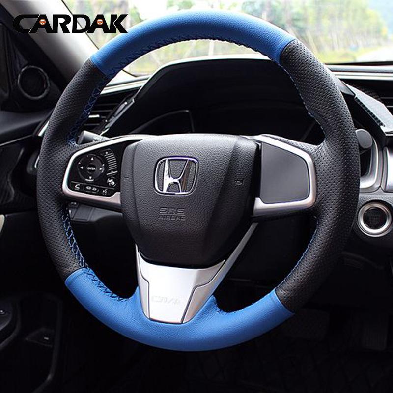 Full Black Leather Car Steering Wheel Cover for Honda Civic 10th CRV Clarity LX 2016-