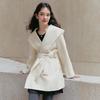 Ledian Sweet Girl's Robe Style Lapel Wool Coat
