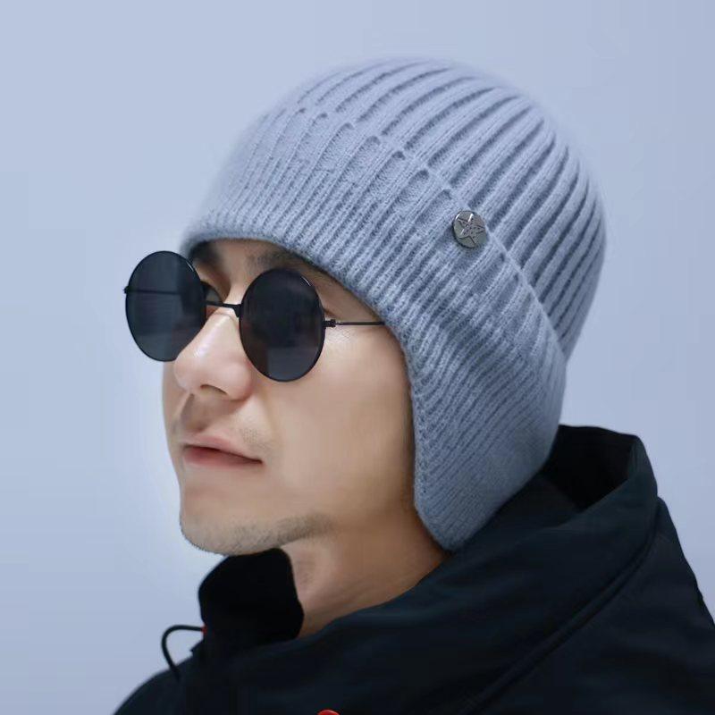 OEM wool hat Men's ear protection hat Fleece thickened outdoor warm anti-knitted hat