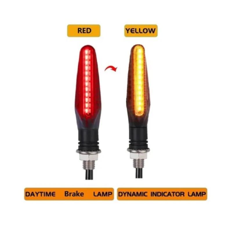 24LED Motorcycle LED Turn Signal Lights White Red Amber Flowing Indicators Front Rear Light Flasher Blinker For Motorcycle