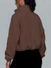 Women Solid Color Velvet Sporty Casual Coat Top Stand Collar Zipper Sweatshirt