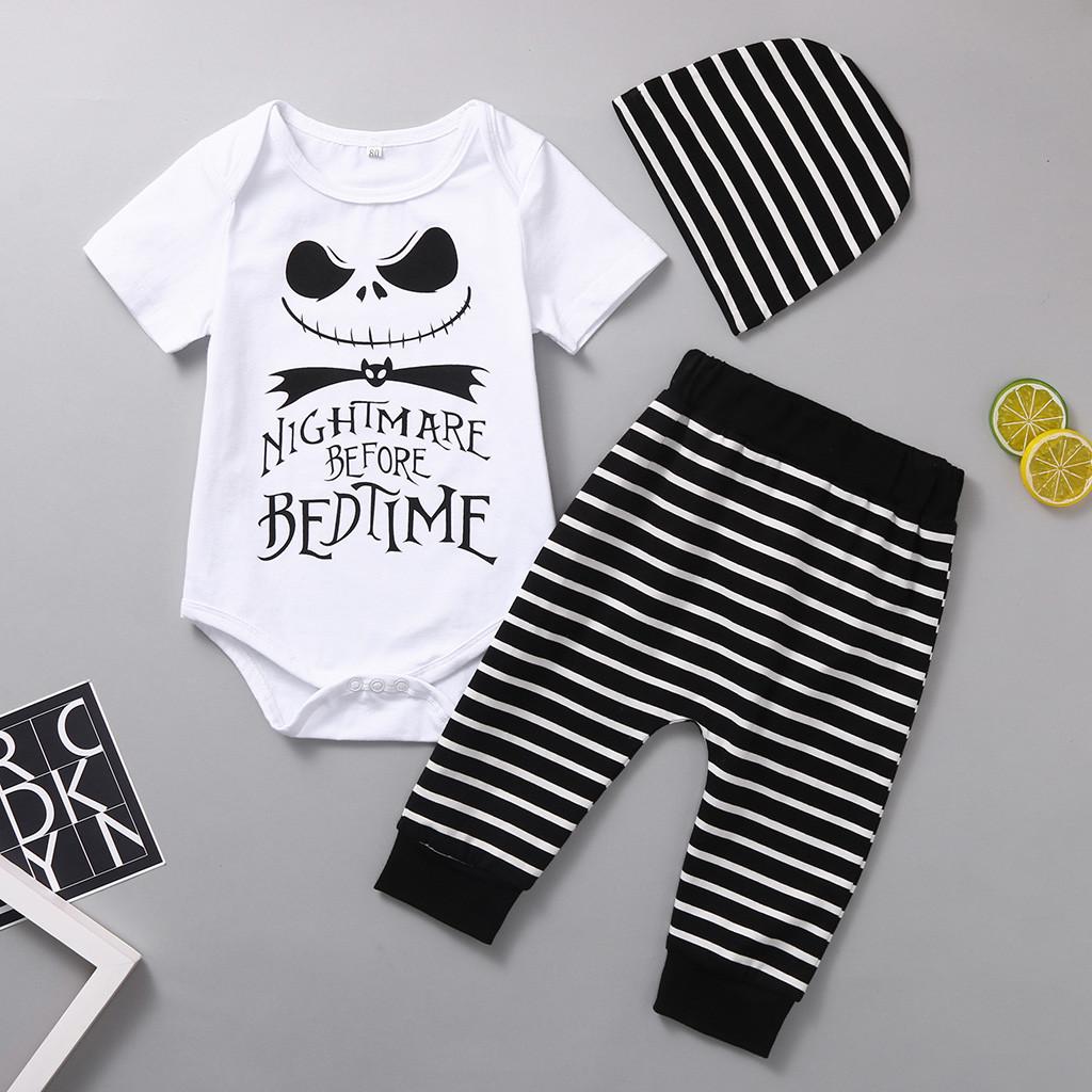 Buy Halloween Newborn Baby Boy Girl Romper+ Striped Pants Hat Outfits