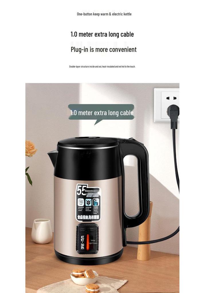 Smart Electric Kettle, Double Layer Anti-Scald, Durable Insulation, Rapid Boil, Fast Heating