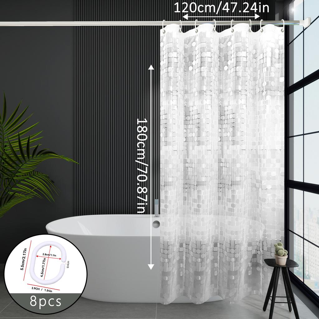 Artistic Square and Round Texture Shower Curtain, Niche Design Bathroom Curtain, Enhances Bathroom Aesthetics, Partition Curtain