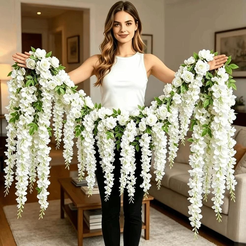 250cm Artificial Flower Garland 3D Hanging Rattan Flower Greenery Silk Flower String  Garden