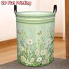 1pc Laundry Basket, Flower Grass Butterfly Printed Dirty Clothes Basket with Handle, Large Capacity, Used for Storing, Clothing, Gifts, Etc., Convenie