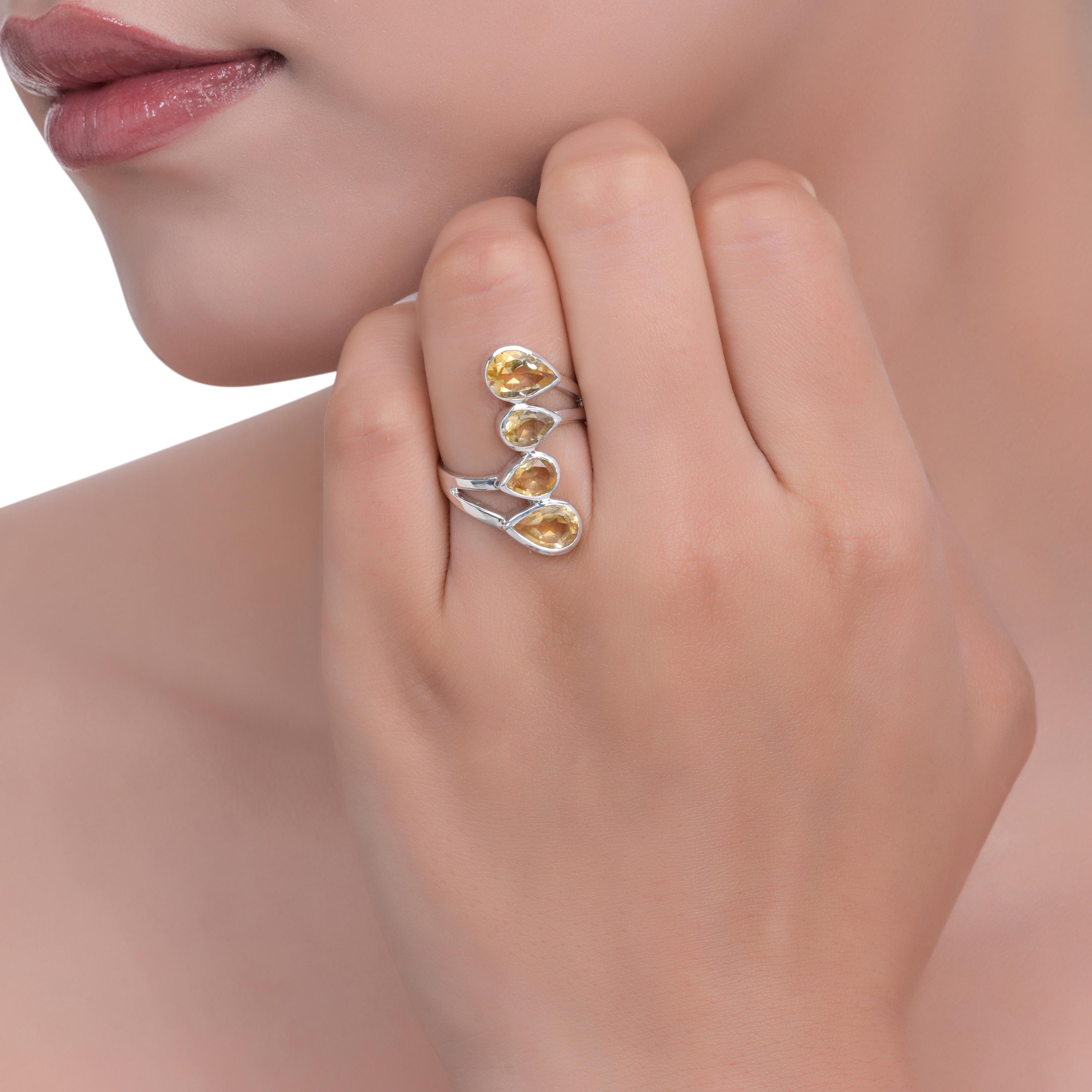 

Exquisite Handmade Citrine ring, 925 Silver Yellow Gemstone Ring, Gift for Special Occasion US 6.5 жовтий