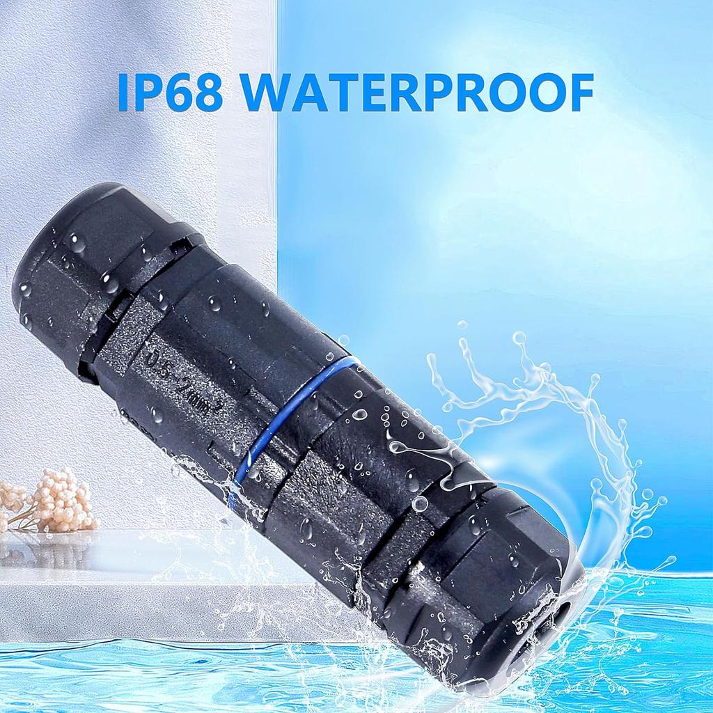 5PCS IP68 Waterproof Junction Box, Outdoor 2 Pin Electrical Cable Connector for 3.5-6.5mm Wire Range
