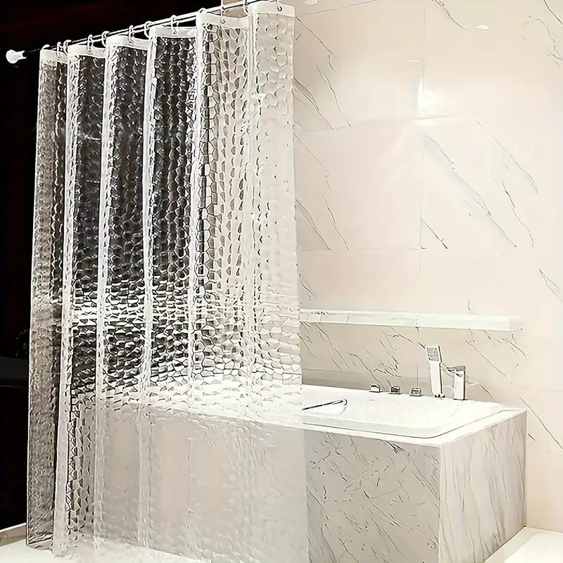

Clear Shower Curtain Liner Peva Plastic Water-Proof Bathroom Shower Curtain Bathtub Bathing Curtains Easy Clean Wipe with Hooks 180X200cm