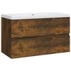 Meuble de salle de bain - MAISON EXCLUSIVE - Meuble lavabo avec bassin intégré - Chêne fumé - Bois d'ingénierie - Bassin céramique