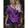 Plus Size Women's 2026 Summer New 3D Print V-Neck Short Sleeve T-Shirt, Slimming Loose Fit Versatile Casual Top, No Accessories Included