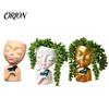 Makeup Brush Holder Creative Resin Girl Portrait Flowerpot for Green Plants Succulents, Holder, Multifunctional Head Vase Vase, Decorative Desktop