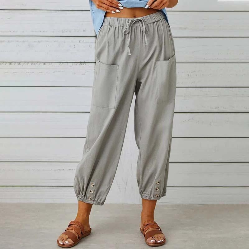 2025 Women's Loose High-Waisted Wide Leg Linen Cotton Pants