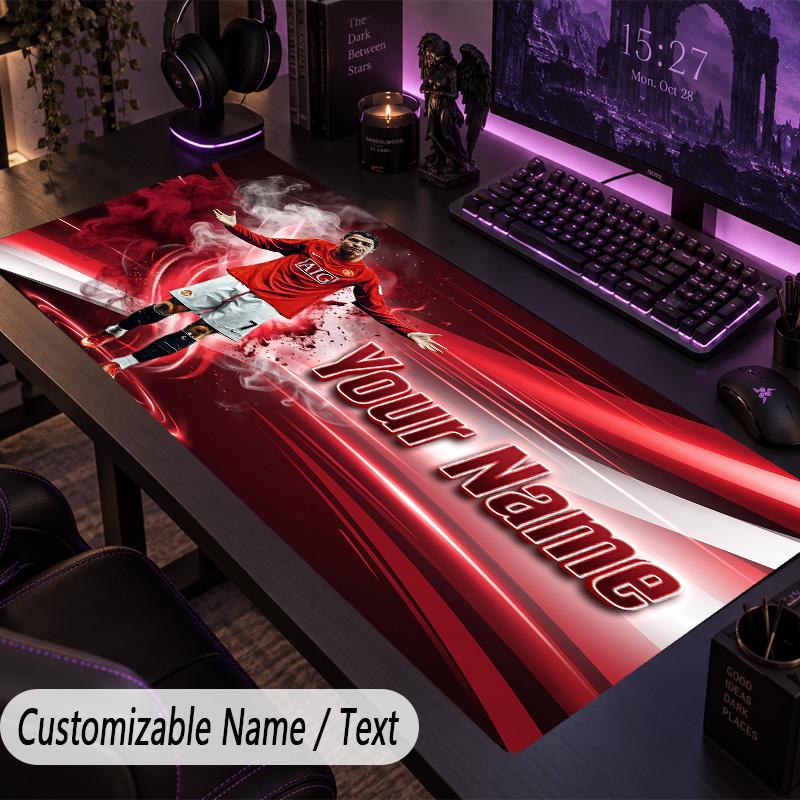 Large Mouse PadCristiano Ronaldo Custom Name Text Personalized Desk Mat Non Slip Gaming Pad