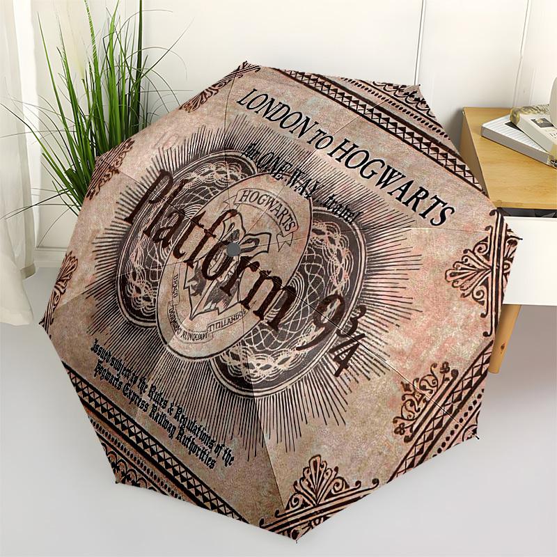 

1pc Platform 9 3/4 Ticket Umbrella with Plastic Handle,Cartoon Pattern,Suitable for All Seasons Multi-functional Umbrella499