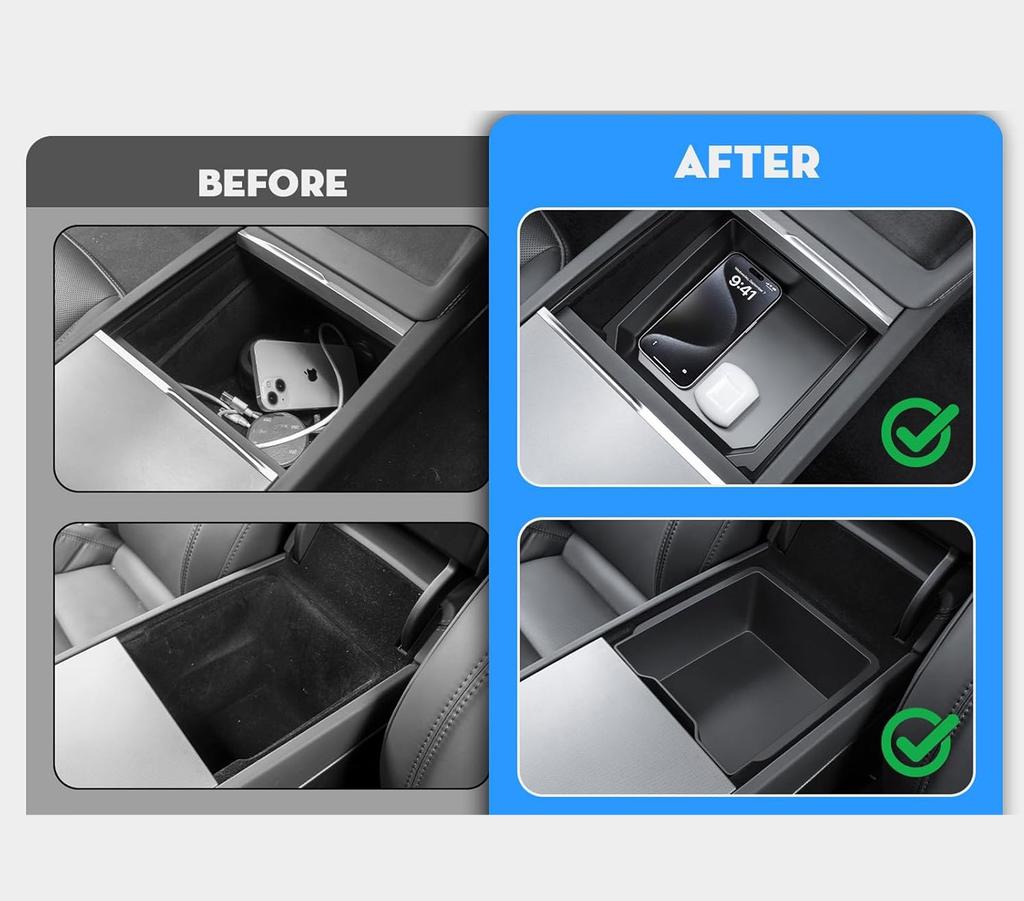 5PCS Center Console Organizer Tray For Tesla Model Y 2026 Model 3 Cup Holder Phone Holder Console Electrostatic Adsorption Cover