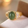 S925Sterling Silver Inlaid with Hetian Jade Oval Ring for Women, Unique and Exquisite Versatile Ring