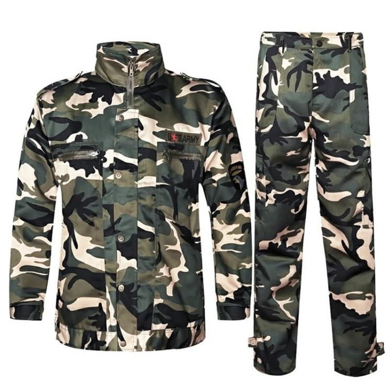 Men Women Camouflage Work Uniform Set Breathable Durable Tactical Training Outfit Outdoor Activity