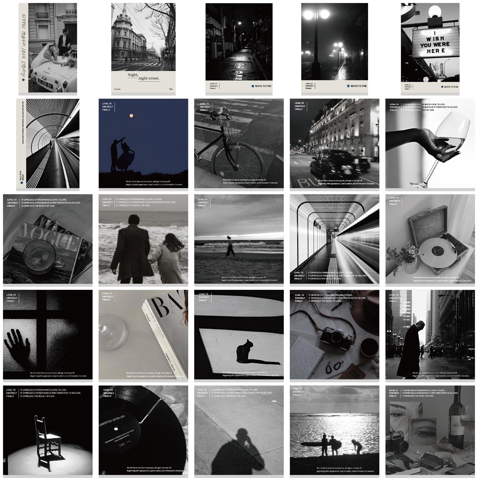 

52 черно-белые британские романтические граффити-наклейки украшают чемодан, гитару, DIY, не нарушающие авторские права, водонепроницаемые наклейки