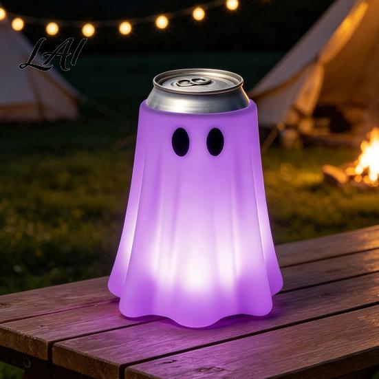 PLA Material Can Sleeve 3D Printed Halloween Ghost Holder Glow‑in‑the‑Dark Soda Beverage Party Supply for Cup Cover Cute Tabletop Decor