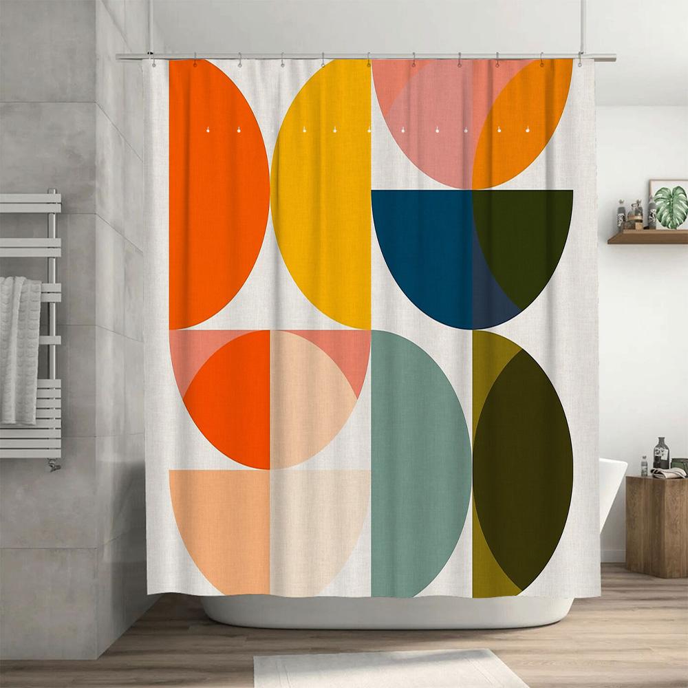 Geometric Abstract Shower Curtain Modern Art Minimalist Bathroom Decor Patterned Backdrop Waterproof Fabric
