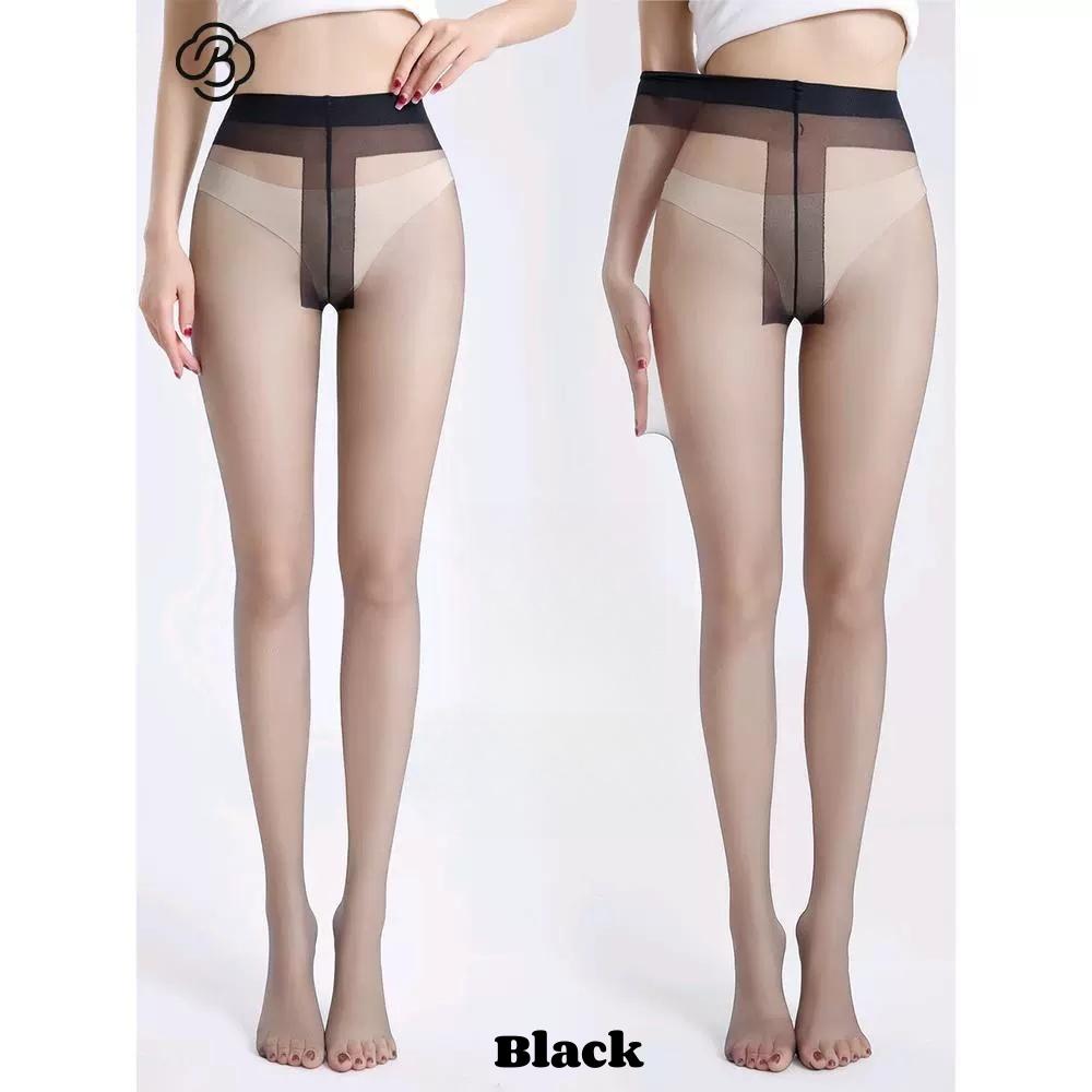 

2Pairs Set Women Tights 0D Ultra Sheer Sexy Breathable Elastic Pantyhoses Slim Stockings High Waist Nature Effect Sun Protection 150-173(40-65kg)