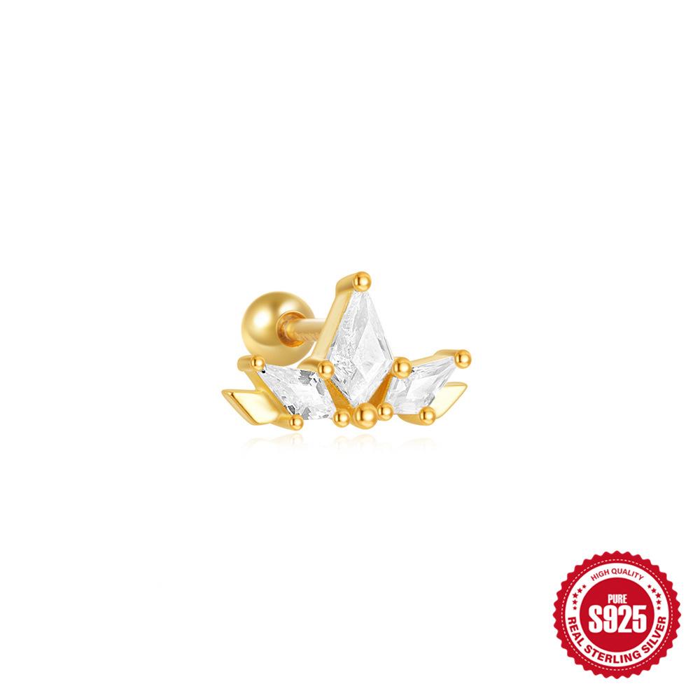 S925 Sterling Silver Devil'S Eye Horse'S Eye Opal Opal Diamond Ball Piercing Threaded Ear Nail Premium