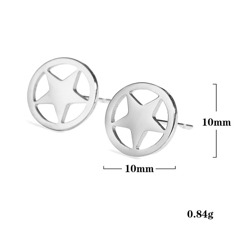 Teamer Korean Fashion Earrings Trendy 2026 Stainless Steel Stud Earrings for Women Pentagram Heart Cross Moon Minimalist Jewelry