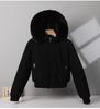 Women's Fleece-lined Cotton-padded Coat with Big Fur Collar Short Thickened Hooded Jacket