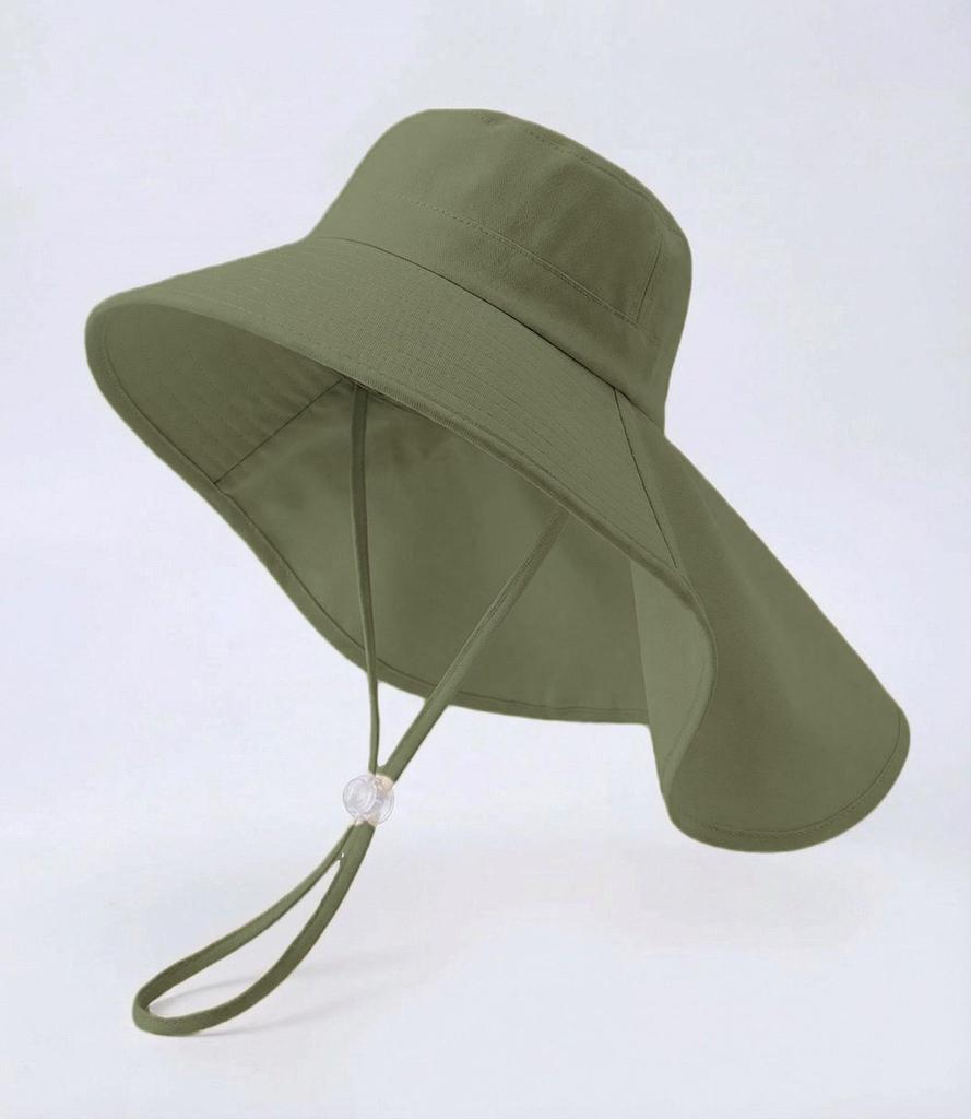 Sun hat for children (female), summer neck protector against UV rays, wide brim, outdoor woven straw hat, open top