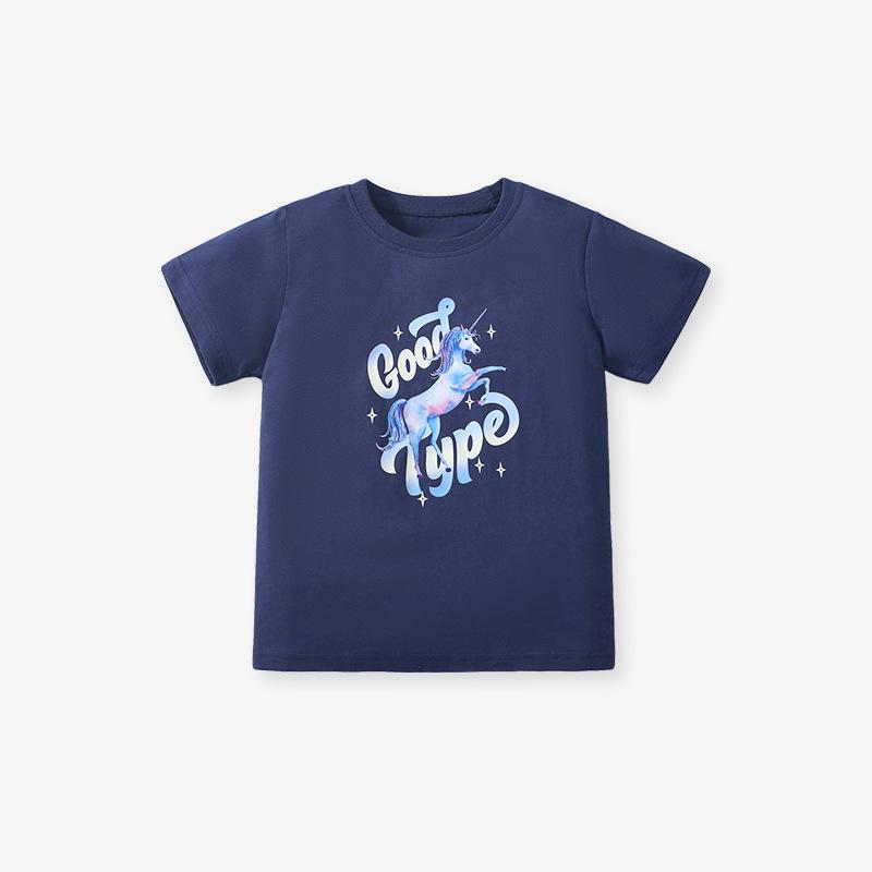 

Футболка для девочек с рисунком из мультфильмов, летняя одежда с короткими рукавами, детский хлопковый топ, футболка из чистого хлопка 170cm