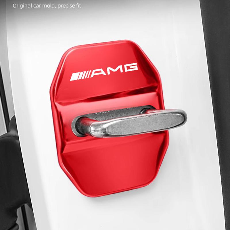 4Pcs Car Door Lock Buckle Cover Protective Case Stickers For Mercedes Benz AMG W213 W206 W205 W204 W212 W203 W223 W246 W222 W169