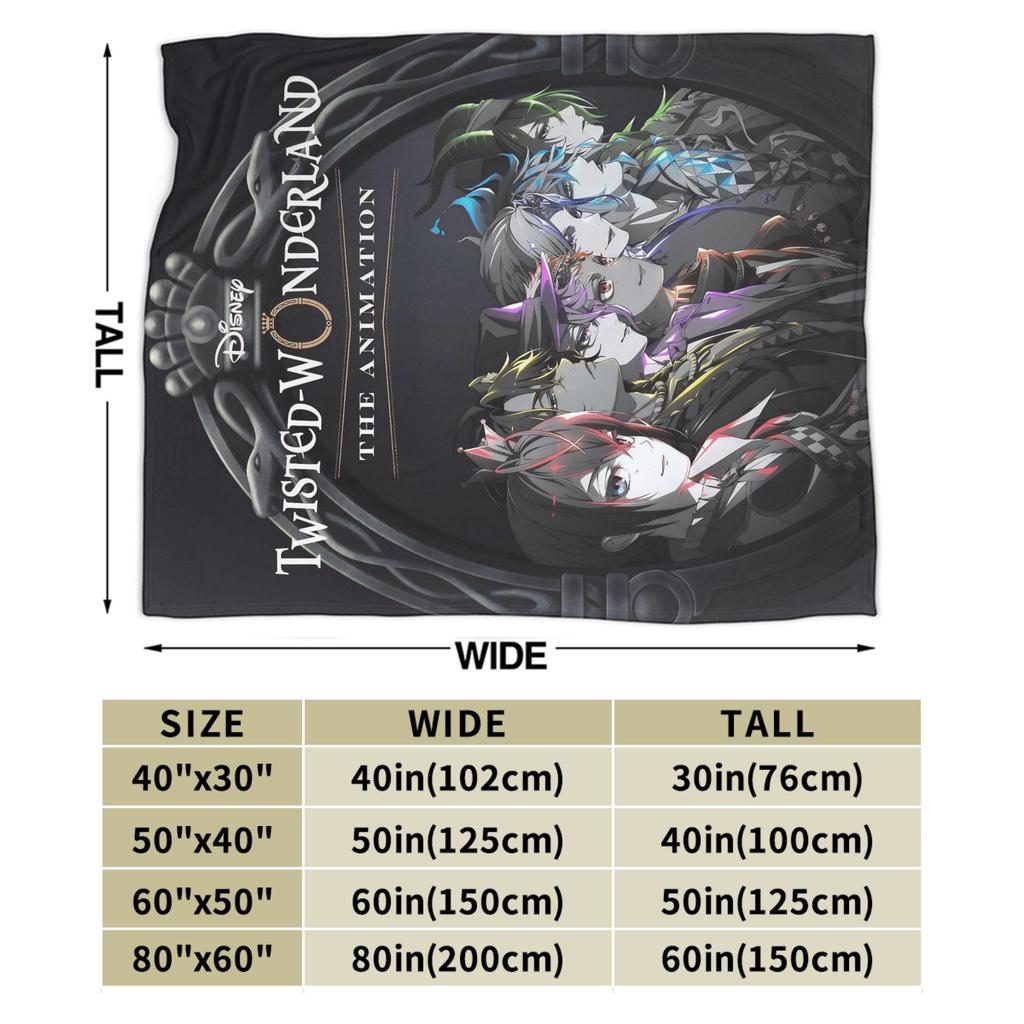 Twisted Wonderland Yuu Grim Knitted Blankets TWST Rhythm Game Flannel Throw Blanket Couch Printed Ultra-Soft Warm Multi-function