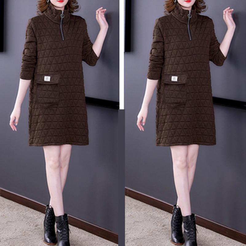 

Женская утепленная зимняя толстовка средней длины на молнии со стойкой 3XL (140-160 jin)