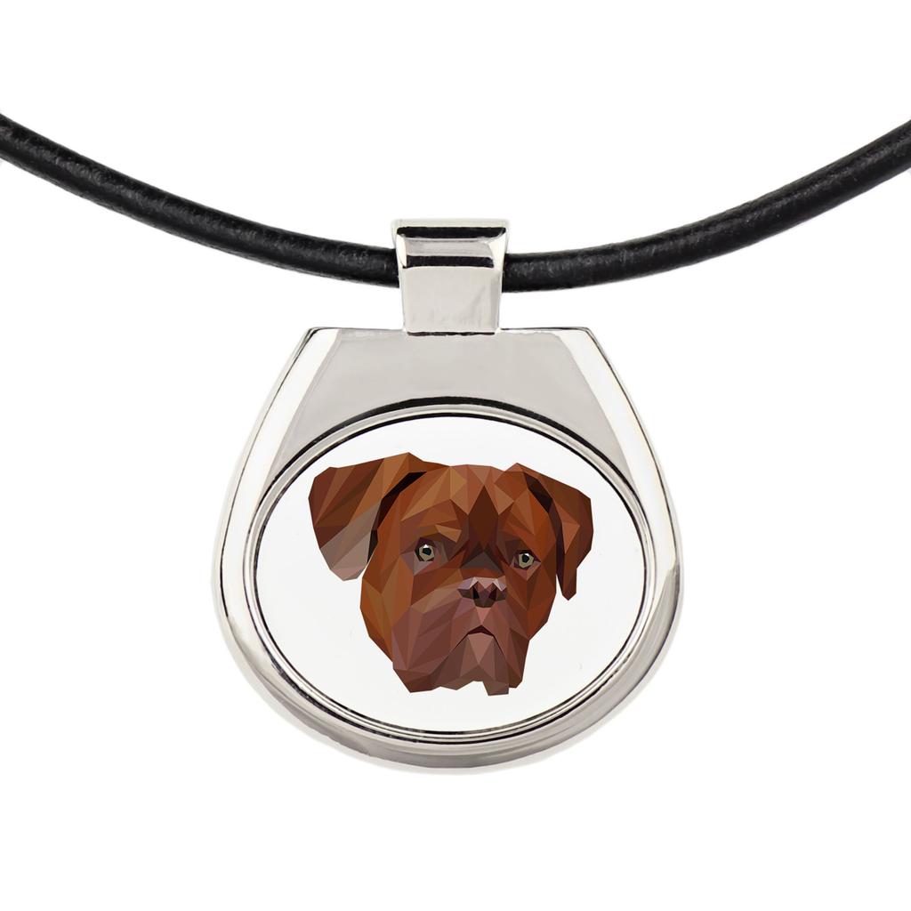 Dog Z Bordeaux, Dogue De Bordeaux, Mastif Francuski -Naszyjnik Ze Zdjęciem I Napisem Geometryczny Marki Art-Dog