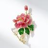 x5372-1-230 pink enamel painted peony brooch