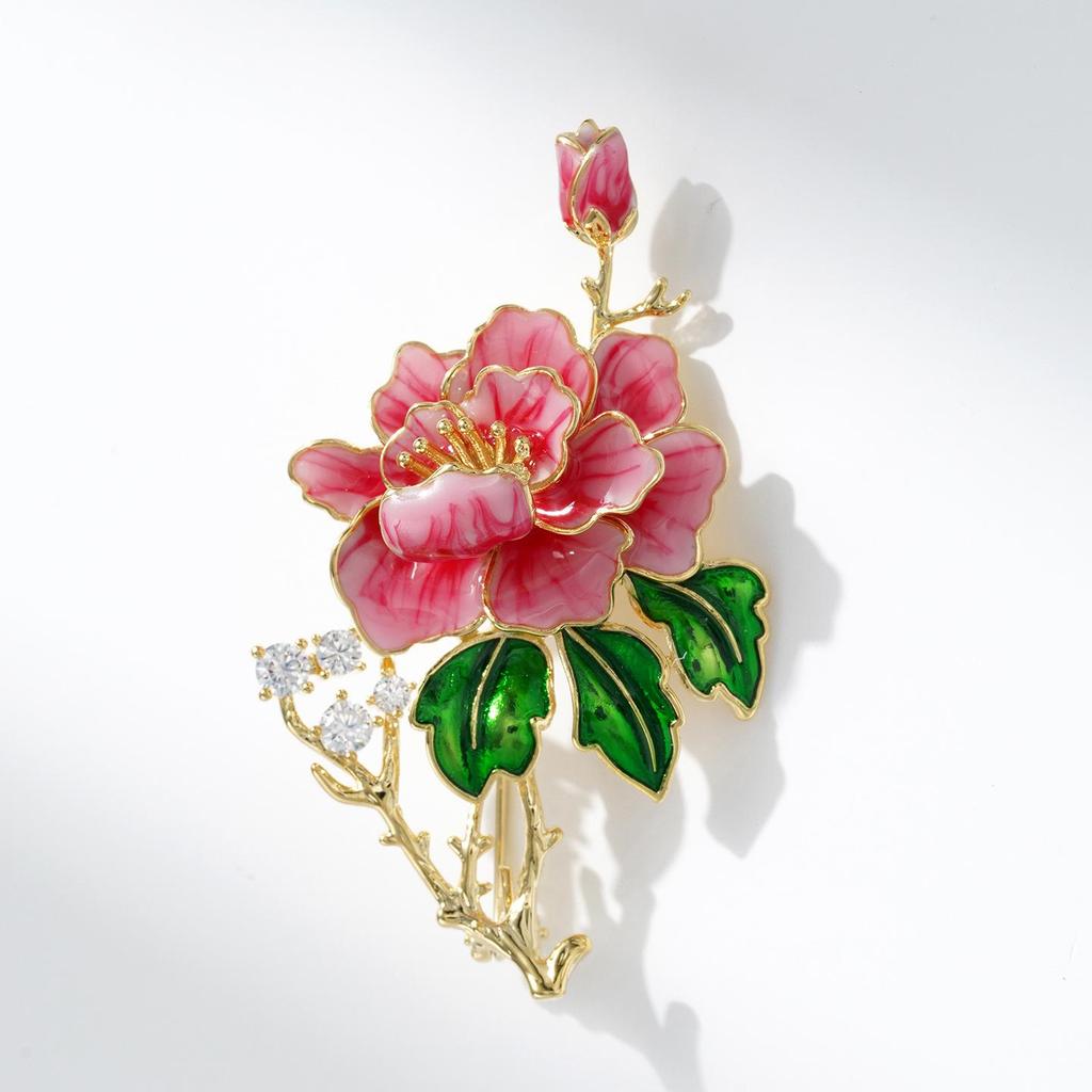 Bo Xin Yun Elegant Enamel Peony Brooch - Stylish Luxury Fashion Accessory