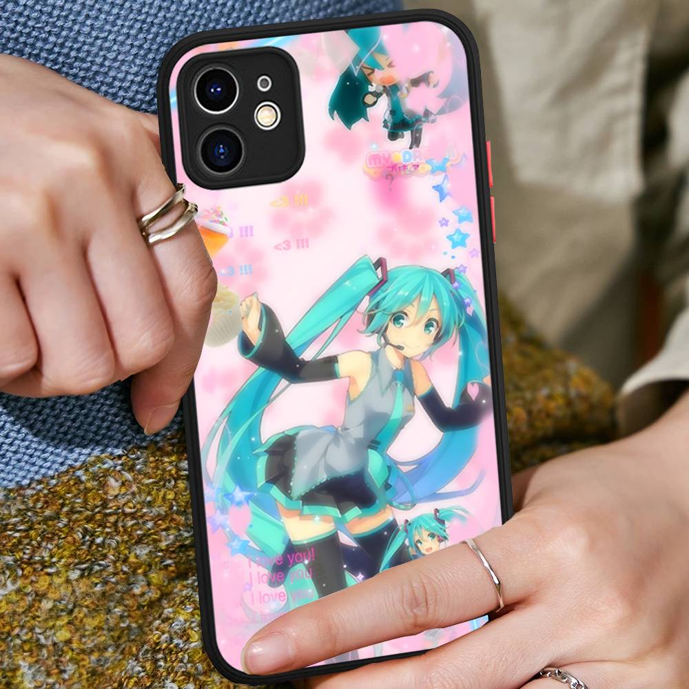 Kawaii H-Hatsune Miku Für IPhone 15 16 Pro Max 11 12 13 14 XS XR X Plus 16E Matt Transluzente Handyhülle