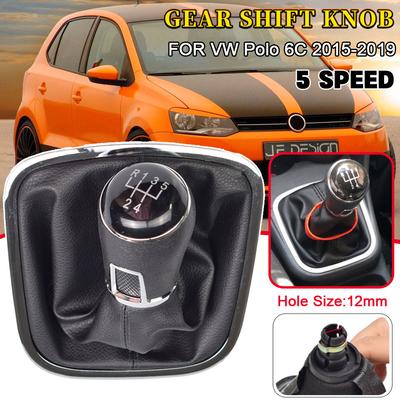 For VW Volkswagen Polo 6C 2015 2016 2017 2018 5 Speed Gear Gear Lever Stick Shift Knob With Leather Boot Car Styling