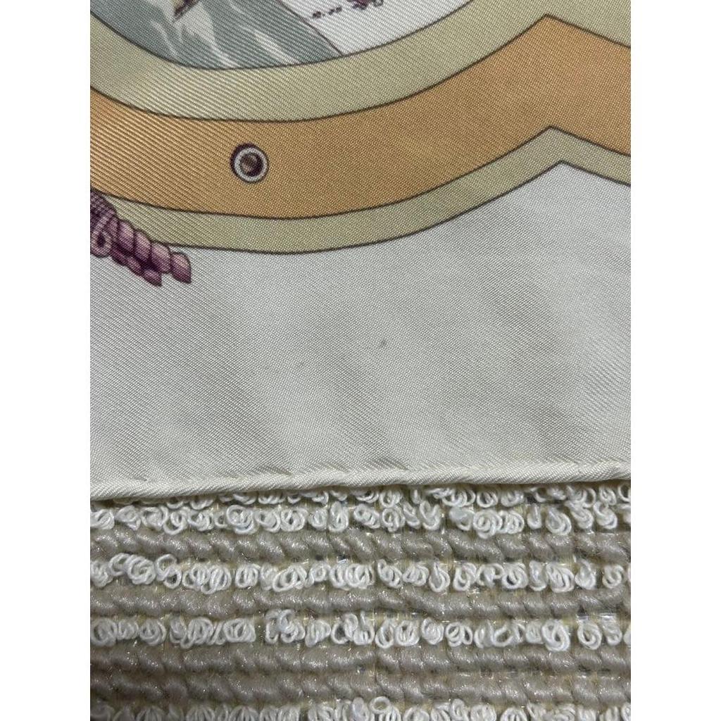 Used Hermes BELLES AMURES ship pattern scarf 100% silk