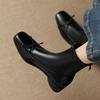 Microfiber Winter Square Toe Modern Size 33 Boots Size 43 Butterfly-knot Med Heels Zipper Women Ankle Boots