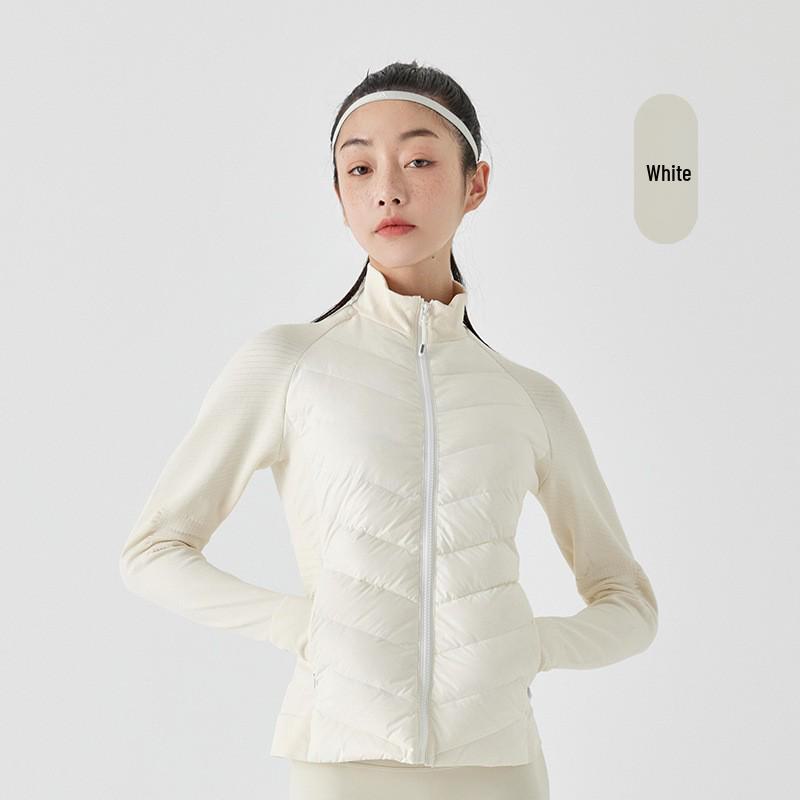 Dámská ultralehká sportovní bunda z kachního peří - Slim střih, krátká, stojáček, pro podzimní/zimní outdoorové aktivity