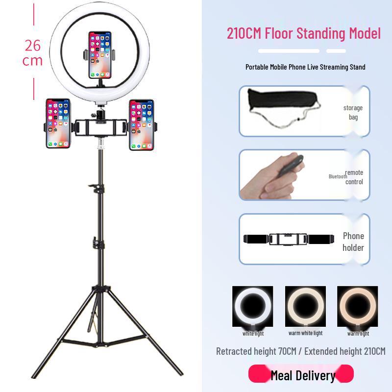 Live Broadcast Selfie Tripod with Fill Light for Multi-Camera Shooting & Singing
