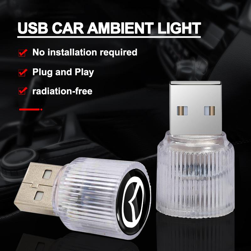 1Pcs USB Car LED Light Auto Interior Atmosphere Light Car Emblem Styling For Mazda 3 6 CX5 2 CX3 CX9 MX5 RX8 Axela Demio MS CX5 2 Axela Demio Atenza