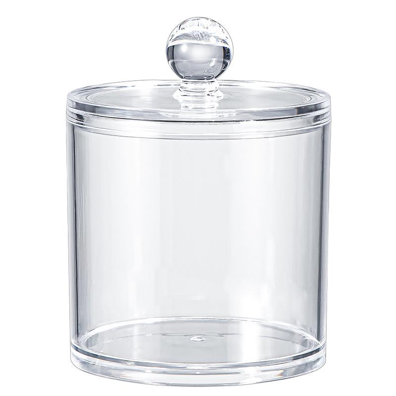 Acrylic Cotton Swab & Makeup Remover Storage Box with Lid - Transparent Square Organizer & Toothpick Holder