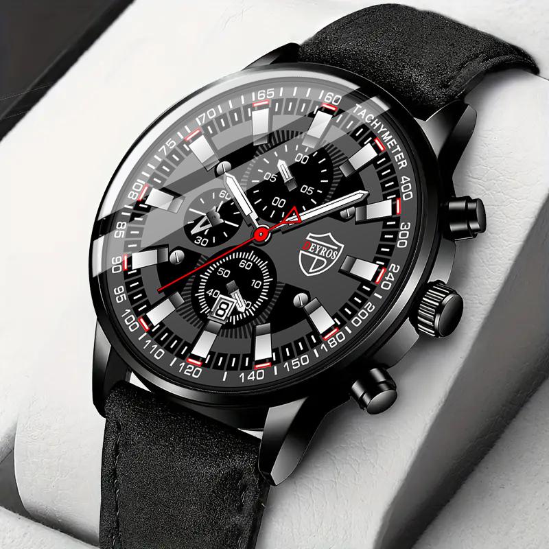 Fashion Men's Sports Quartz Watches Analog PU Leather Wrist Watch With, Best Gifts for Him