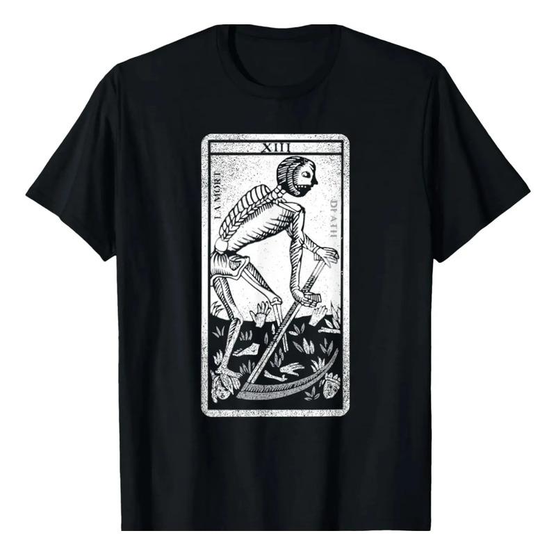Camiseta Vintage Con Cartas Del Tarot De La Muerte, Camiseta S