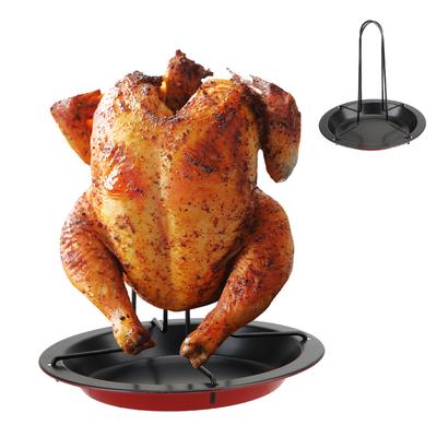 Grilled Chicken Plate Kitchen Outdoor BBQ Tools Chicken Roaster Rack Roasting Grill Stand Grilling Tools Carbon Steel Non-stick